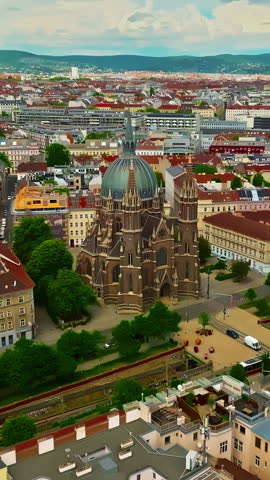 Aerial view of Vienna city center, Austria