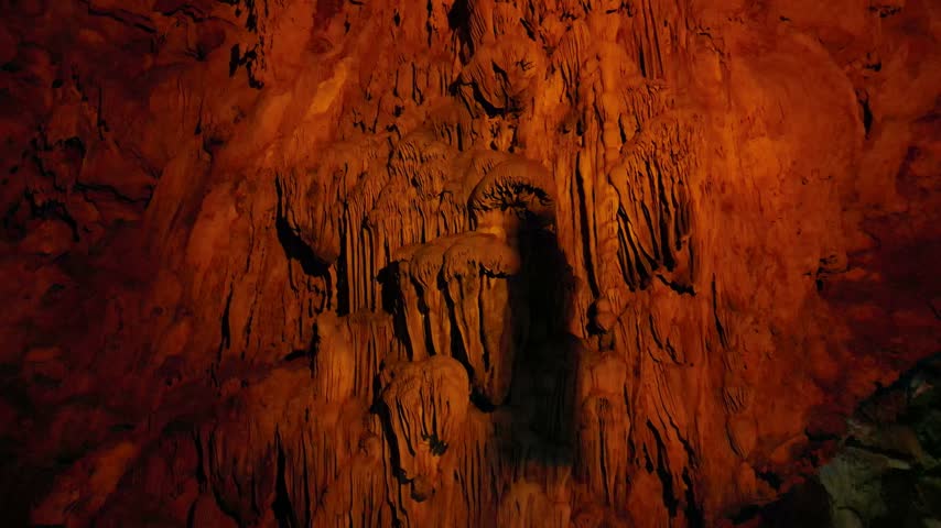 Limestone Cave with Stalactites and Stalagmites