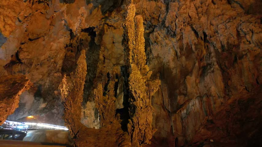 Limestone cave with stalactites and stalagmites