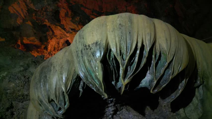 Stalagmite formation in limestone cave