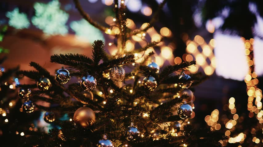 Decorated Christmas Tree with Holiday Lights