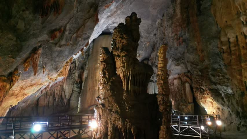 Limestone cave with stalactites and stalagmites