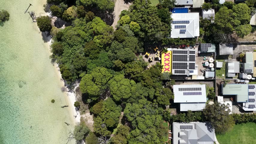 Aerial view of the coastal landscape at Moreton Island and Day