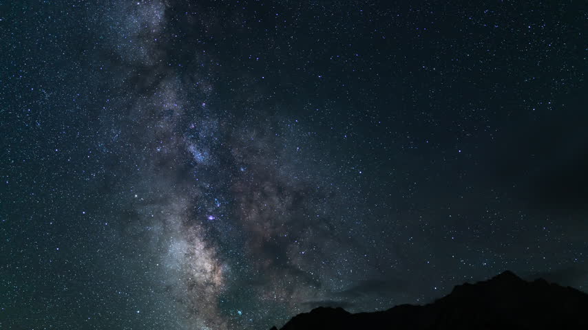 Milky Way Galaxy Core Clouds 50mm South Sky Zoom In Over Mt Whitney Sierra Nevada California USA Time Lapse
