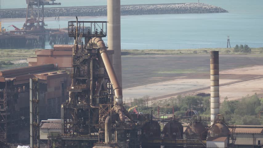 Turned Off Blast Furnace at Port Talbot Steelworks with Surrounding Infrastructure. UK Raw Steel Making.