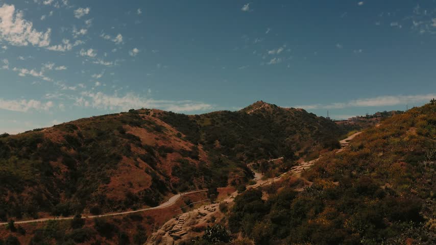 Scenic California hiking trail outside Los Angeles winding through mountains and lush nature