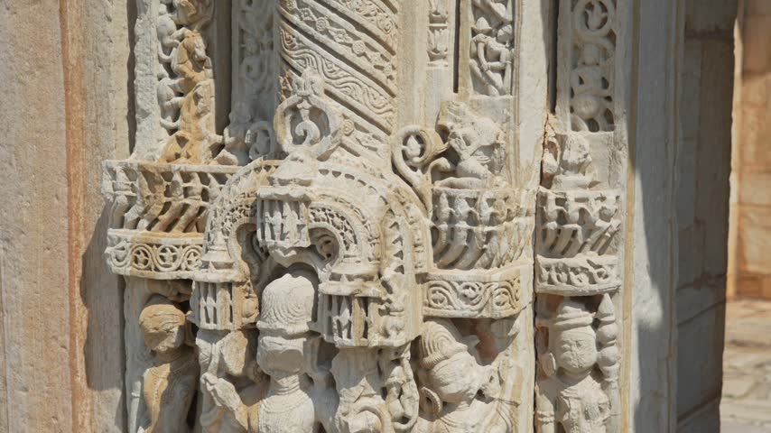 intricate stone carved relief sculpture at Chittorgarh Fort