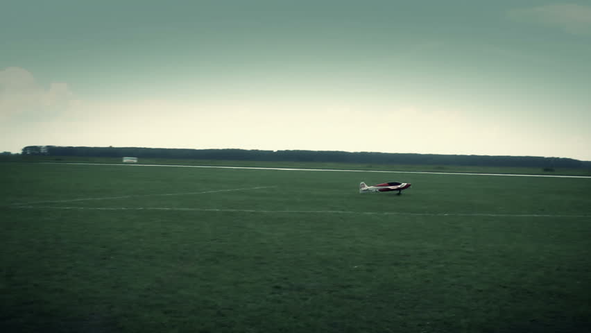 Nice takeoff of an airplane, symbolic footage effected