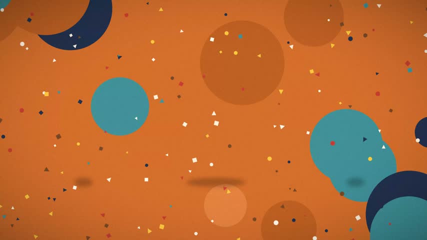 A multi-layered birthday cake adorned with lit candles and accompanied by a wrapped gift sits on a plate. The vector illustration features a festive orange background with confetti and balloons ideal for birthday invitations or celebratory graphics.