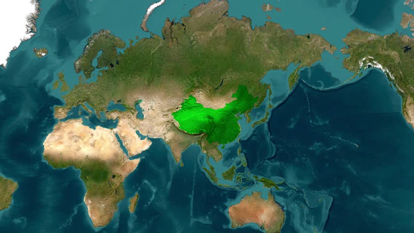Animated Satellite Map Zooming Into Chengdu Area Highlighted in Red With Location Pin in Sichuan Province China.