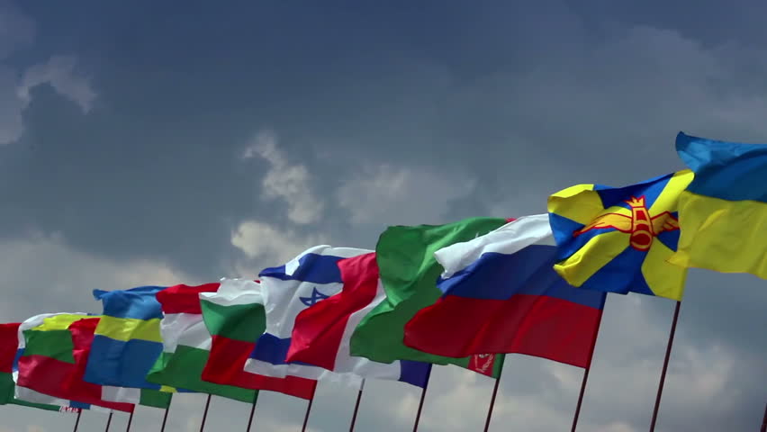 Various flags of different states. For summit, meeting, negotiations