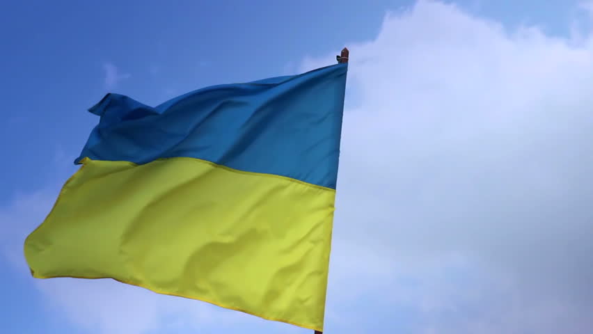 Flag of Ukraine on flagstaff. Ukrainian national flag.
