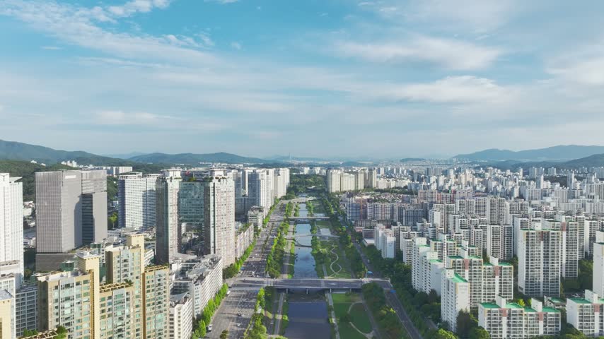 Aerial View of Corporate Office Buildings in Seongnam, Gyeonggi Province, South Korea