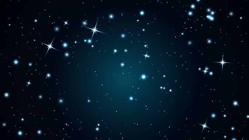 Abstract starry night sky with glowing blue stars