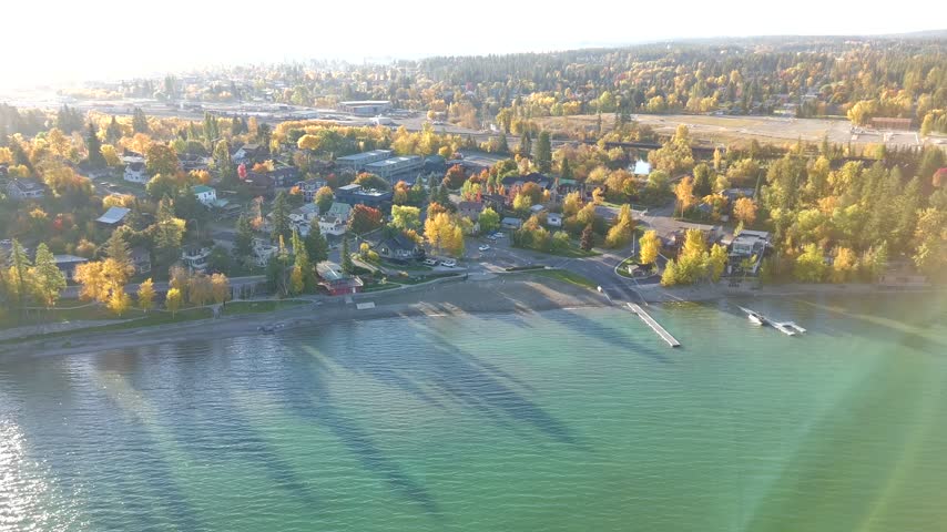 Whitefish City Beach Autumn Aerial View