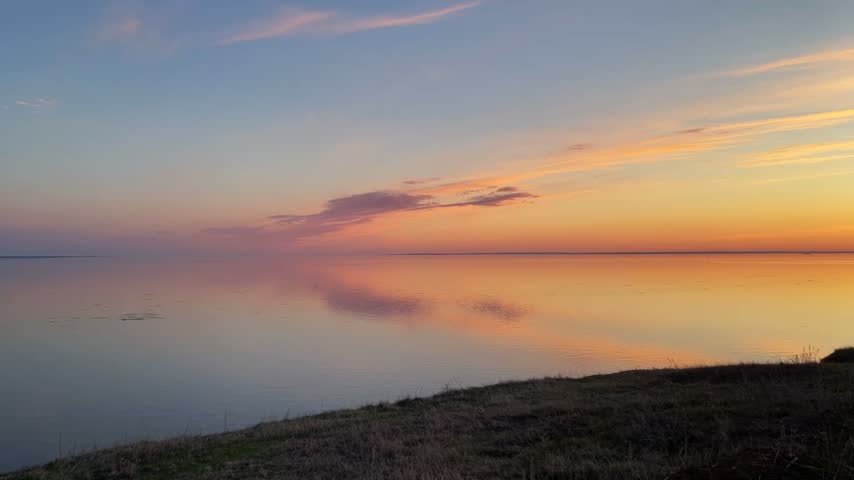 Colorful sunset over the river