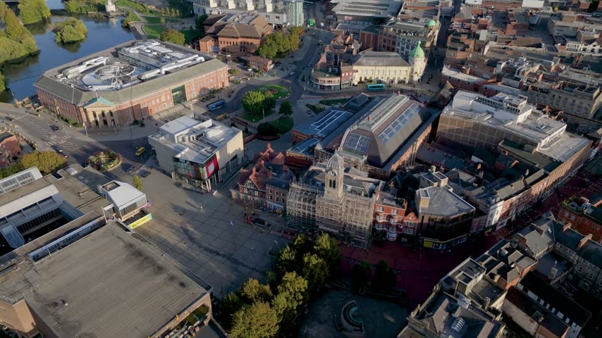 Aerial view of Market Place and Council House in Derby