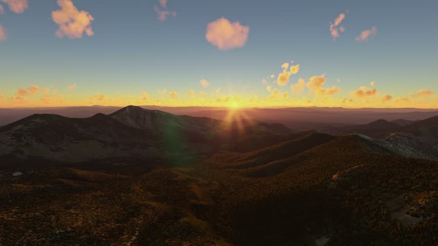 3D - Sunrise aerial shot of Great Basin National Park. Nevada. United States