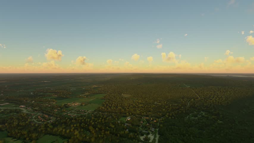 3D - Circular aerial view at sunset of Devil