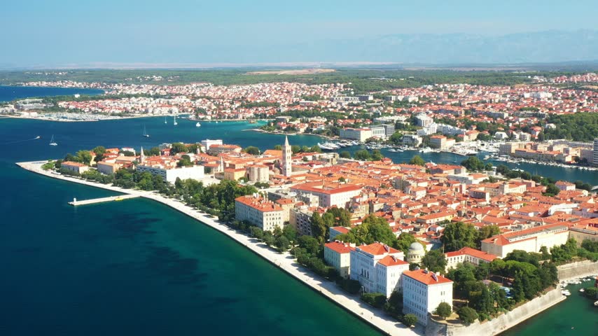 Panoramic view of historic peninsula and City of Zadar in Dalmatia, Croatia