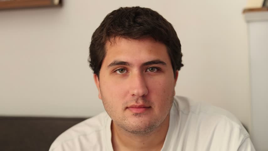 Young Man Portrait, Attractive Male Face and Casual Lifestyle Close-Up