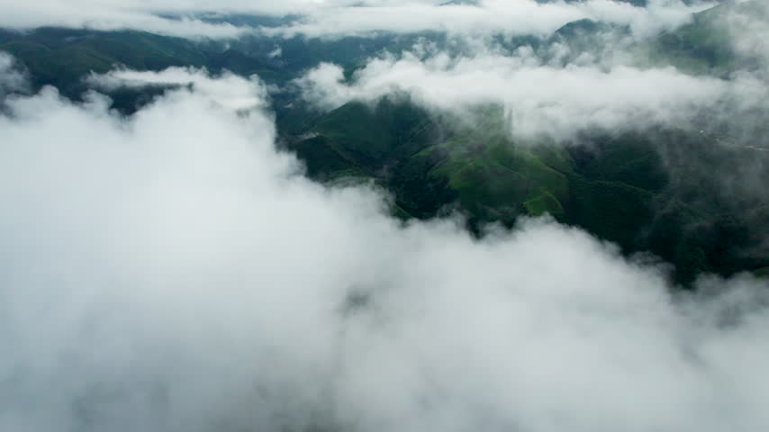 Top view Morning Mist and Viewpoint with Layers of Mountains