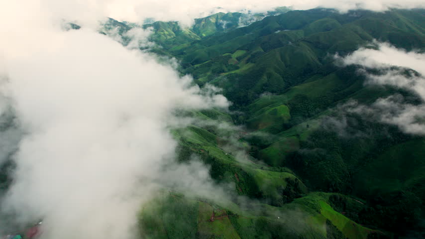 Top view Morning Mist and Viewpoint with Layers of Mountains