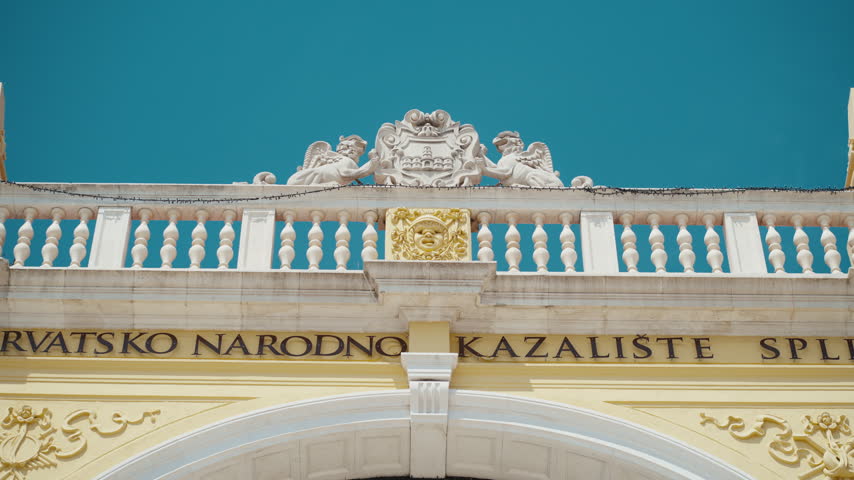 Close up of architectural details on the Croatian National Theatre in Split