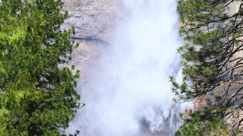 Cinematic shot of Yosemite Falls in Yosemite National Park in California, USA