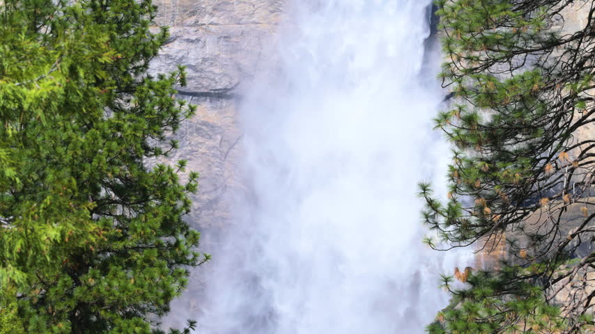 Slow motion shot of Yosemite Falls in Yosemite National Park in California, USA