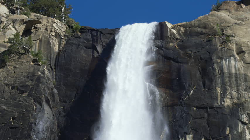 Slow motion shot of Bridal Veil Falls in Yosemite National Park in California, USA