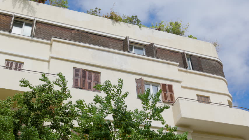Tel Aviv architecture. Houses against the sky. Israel. 