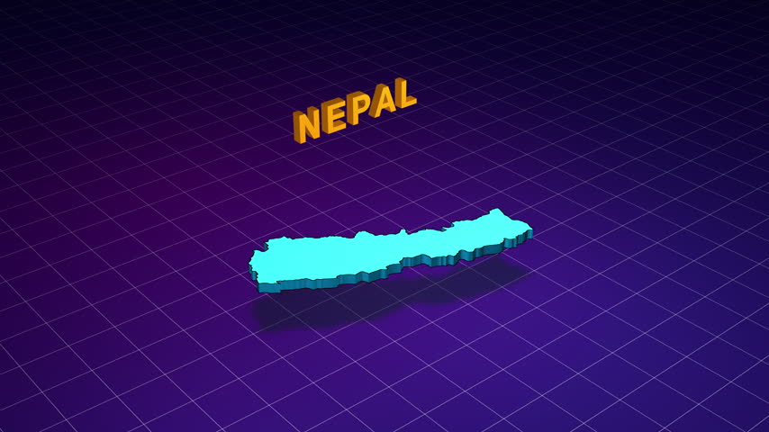 Nepal country map rotating on purple background