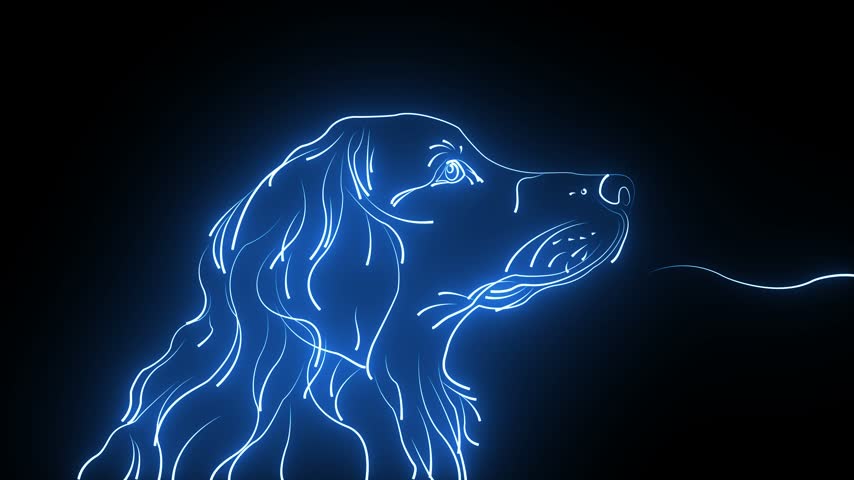 Blue glowing wolf howling at the moon