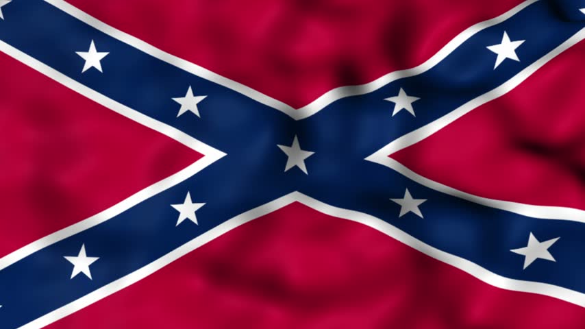 Waving Confederate Battle Flag, Close-Up of Confederate Flag in Motion