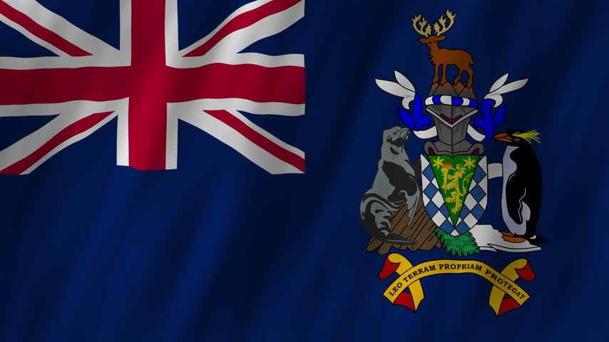 South Georgia and South Sandwich Islands flag waving in the wind 4K animation background