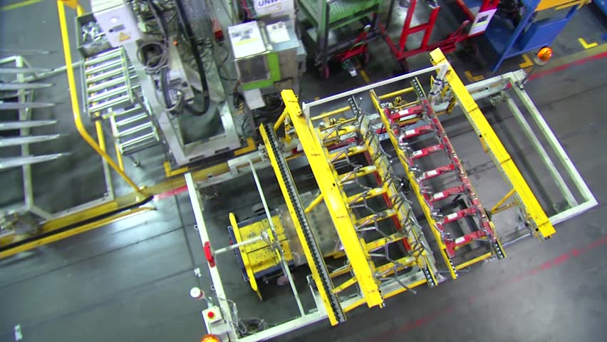 Robot is carrying equipment and finding way on the production line