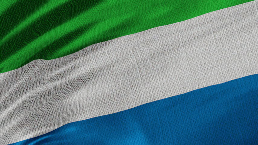 Sierra Leone Flag Animation With Fabric Texture Loop