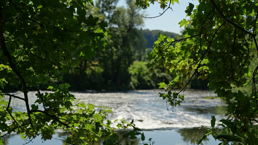 The banks of the Wupper River, with a waterfall