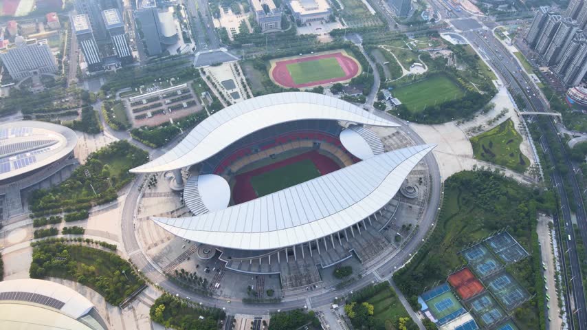 Aerial View of Nanning Sports Center Stadium Complex in Guangxi Province China