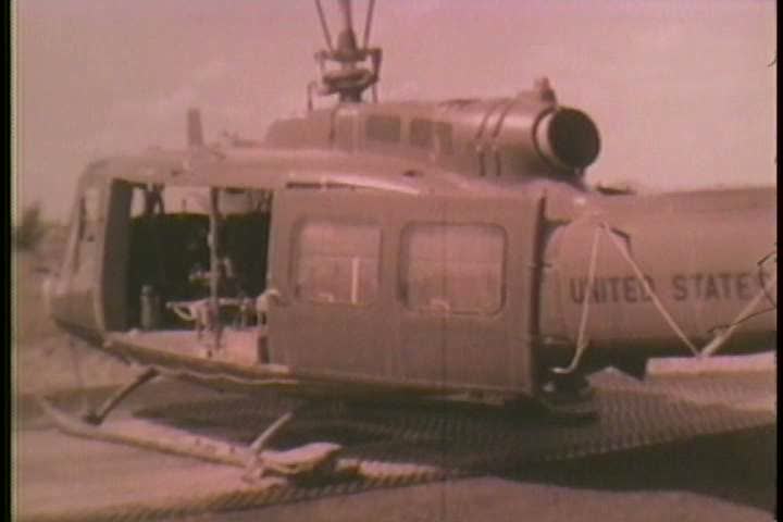 1960s - Helicopters drop bombs on targets during the Vietnam War