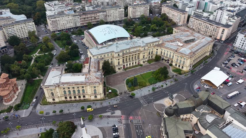 Aerial view of National Museum of Art in Bucharest, Romania