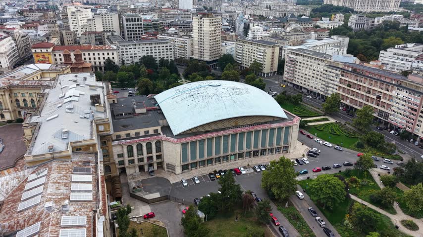 Aerial view of Palace Hall (Sala Palatului) venue in Bucharest, Romania