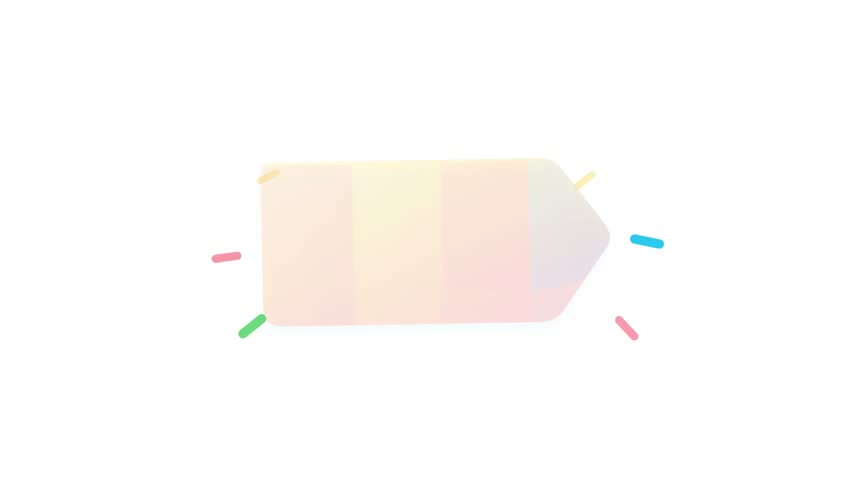 Bright multicolored price tag featuring pink, yellow, orange, and blue geometric panels with a bold blue border. Clean cartoon-style vector illustration on a white background, suitable for retail pricing, shopping promotions, product labels, and commercial graphic design.