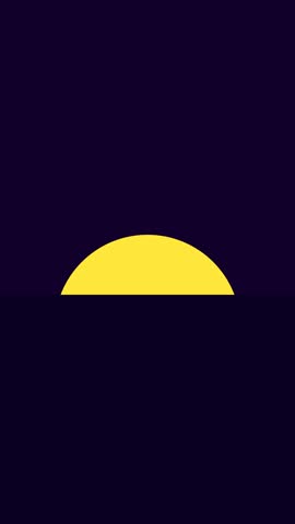 Animated retro neon sunset with glowing grid road and triangle mountains under starry sky in synthwave style. 4k vertical video