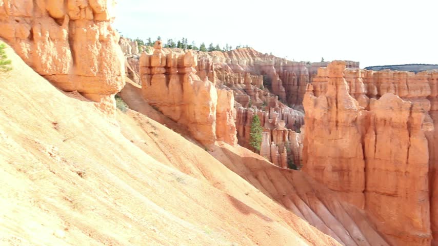 Pan toward Thors Hammer hoodoo in Bryce Canyon. Utah, USA.