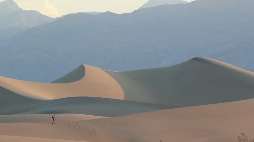 Warm morning light on Mesquite Flat sand dunes. California, USA.
