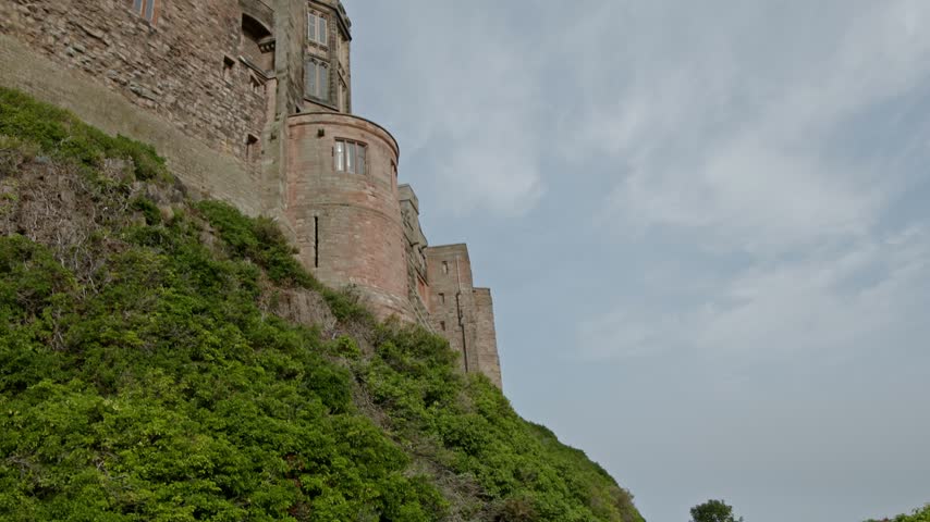 Looking up at Bamburgh Castle in Northumberland