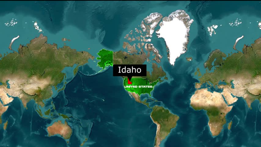 Geographic map highlighting the location of idaho within the north american