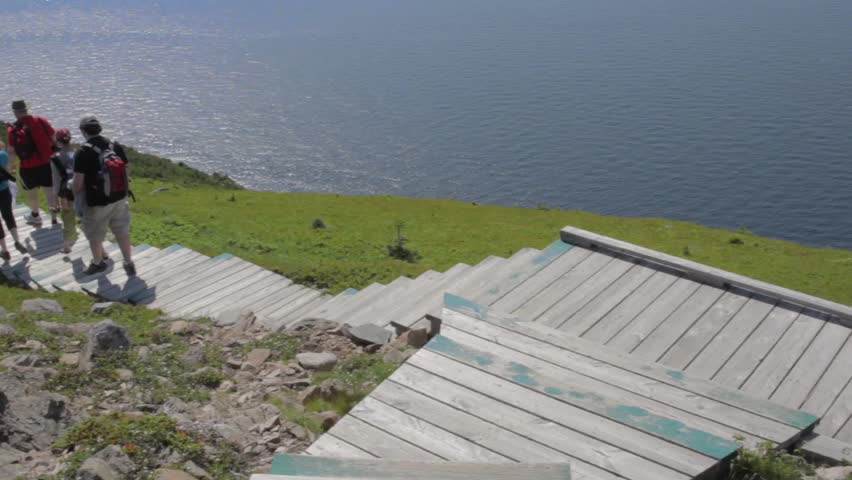 Hikers on the beautiful skyline trail in cape breton nova scotia